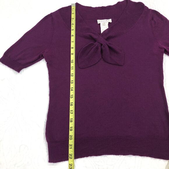 CELINE Purple Wool Front Tie Sweater Top - Picture 6 of 9